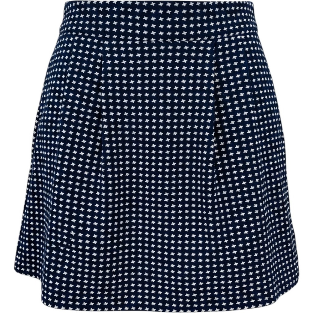 DINA BE Mini Skirt Womens Medium Navy White Geometric Lined Pleated Excellent
